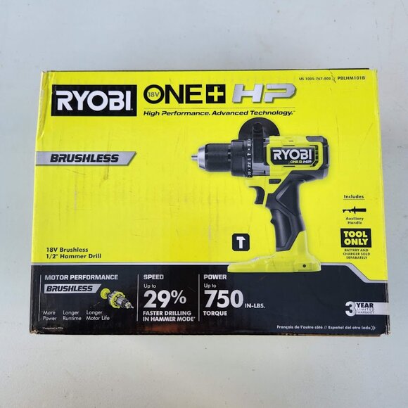 New RYOBI ONE+ HP 18V Brushless Cordless 1/2 in. Hammer Drill Power Tool Only Br - Picture 6 of 16